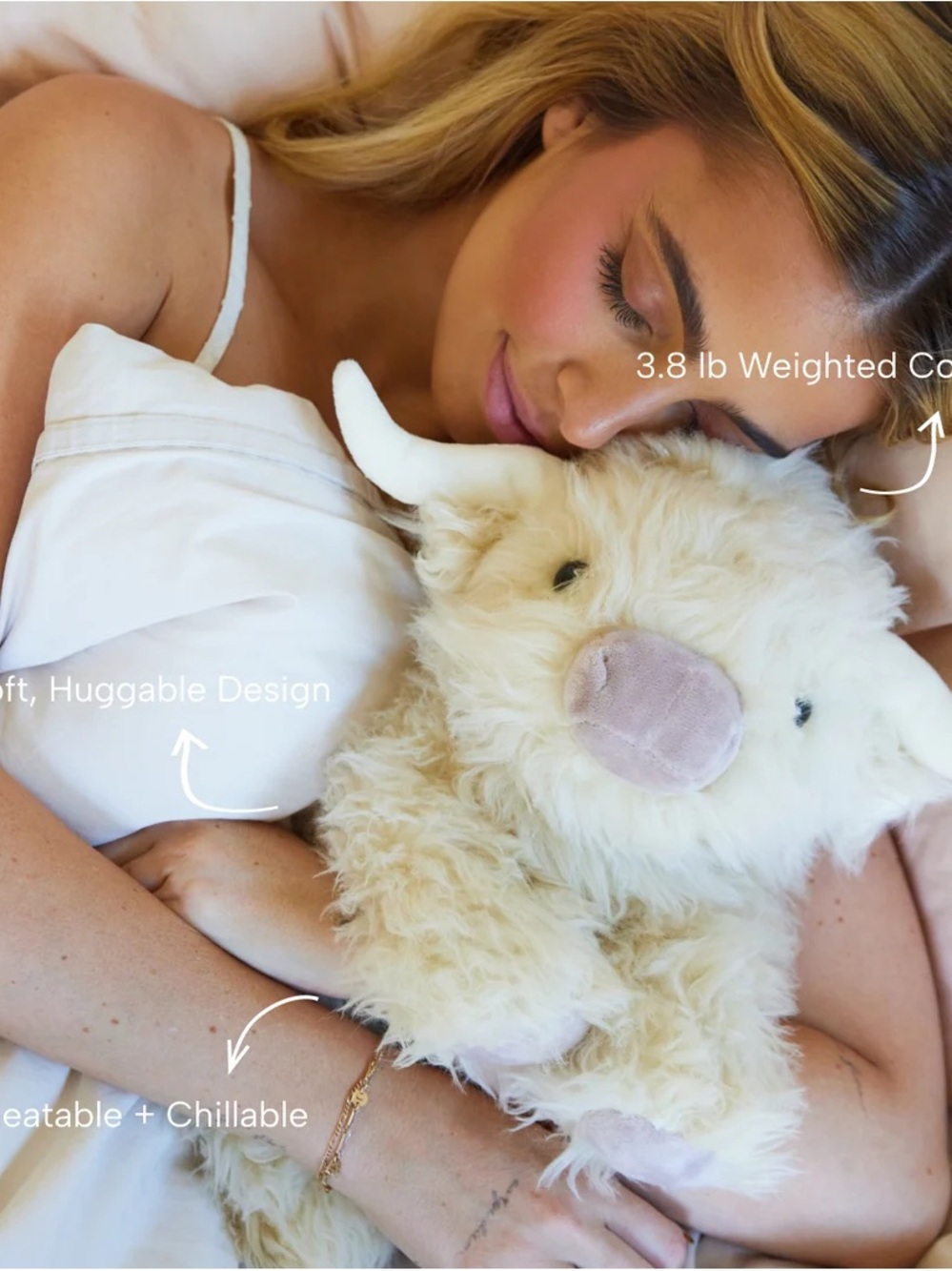 Hugz Weighted Highland Cow Plush Warmable & Chillable Brand New in Box - Picture 4 of 5